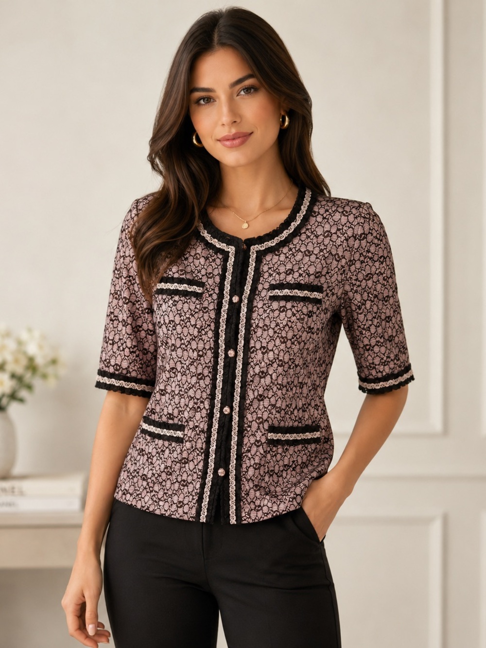 RedLeaf Lace Jacket with Black Accents